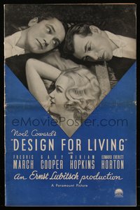 6p0040 DESIGN FOR LIVING pressbook 1933 Ernst Lubitsch, Coward, Gary Cooper, March, Hopkins, rare!