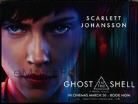 6r0040 GHOST IN THE SHELL teaser DS British quad 2017 super close-up of Scarlett Johanson as Major!