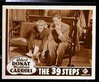 #216e 39 STEPS #6 lobby card R38 Robert Donat & Carroll cuffed!!