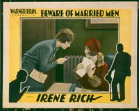 2313 BEWARE OF MARRIED MEN lobby card '28 Irene Rich, Myrna Loy