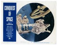 #301 CONQUEST OF SPACE lobby card #3 '55 space walking by wheel!!