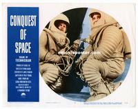 #303 CONQUEST OF SPACE lobby card #7 '55 close up of astronauts!!