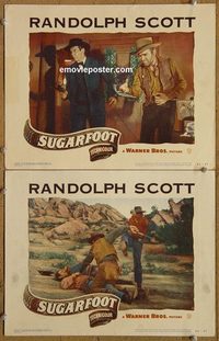 4497 SUGARFOOT 2 lobby cards '51 Randolph Scott, Raymond Massey