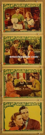 4250 YES MY DARLING DAUGHTER 4 lobby cards '39 Priscilla Lane