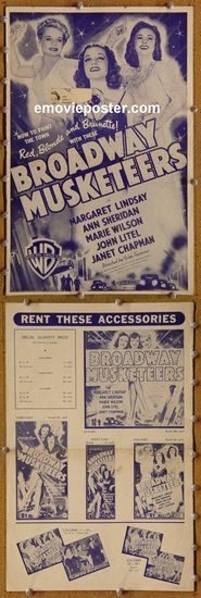5014 BROADWAY MUSKETEERS movie pressbook '38 Ann Sheridan