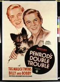 1050 PENROD'S DOUBLE TROUBLE linenbacked one-sheet movie poster '38 Mauch Twins!