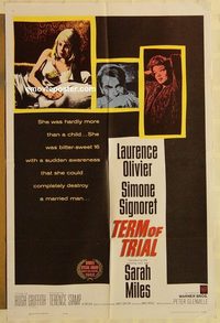1917 TERM OF TRIAL one-sheet movie poster '62 Laurence Olivier, Signoret