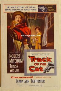 1925 TRACK OF THE CAT one-sheet movie poster '54 Robert Mitchum, Wright