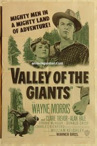 1936 VALLEY OF THE GIANTS one-sheet movie poster R48 Wayne Morris