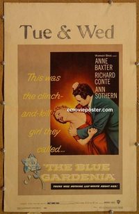 3106 BLUE GARDENIA window card '53 Fritz Lang, Anne Baxter
