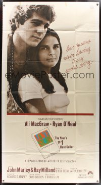 1088FF LOVE STORY int'l 3sh '70 romantic close up of Ali MacGraw & Ryan O'Neal, classic tagline!