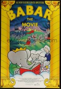 0600UF BABAR: THE MOVIE 1sh '89 classic cartoon elephants!
