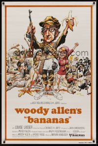 0880UF BANANAS int'l 1sh R80 great artwork of Woody Allen by E.C. Comics artist Jack Davis!
