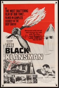 0061FF BLACK KLANSMAN 1sh '66 wild artwork of hooded black man in KKK outfit holding torch!