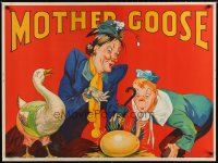 1647UF MOTHER GOOSE stage play British quad '30s cool stone litho art of mom, goose & golden egg!