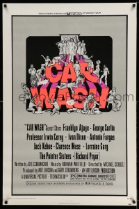 2060UF CAR WASH 1sh '76 written by Joel Schumacher, cool Drew Struzan art of cast around title!