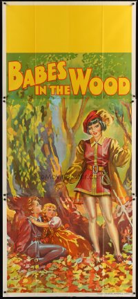 1504TF BABES IN THE WOOD stage play English 3sh '30s stone litho of female hero finding lost kids!