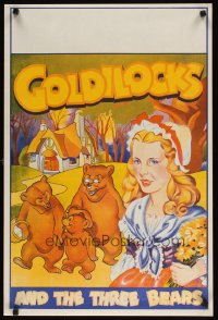 1655UF GOLDILOCKS & THE THREE BEARS stage play English double crown '30s cool stone litho art!