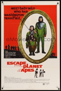 0132TF ESCAPE FROM THE PLANET OF THE APES 1sh '71 meet Baby Milo who has Washington terrified!