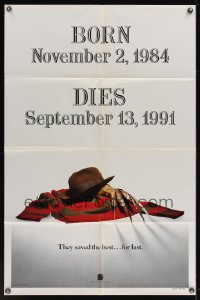 0932FF FREDDY'S DEAD style A teaser 1sh '91 cool image of Krueger's sweater, hat, and claws!