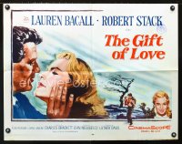 0627FF GIFT OF LOVE 1/2sh '58 great romantic close up art of Lauren Bacall & Robert Stack!