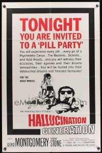 0943FF HALLUCINATION GENERATION 1sh '67 tonight you are invited to a pill party with Acid-Heads!