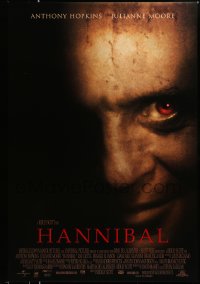 2149UF HANNIBAL 1sh '00 Ridley Scott, creepy close up of red-eyed Anthony Hopkins as Dr. Lector!