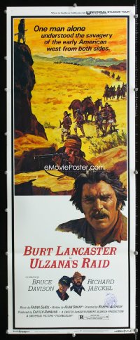 652FF ULZANA'S RAID insert movie poster '72 artwork of Burt Lancaster by Don Stivers, Robert Aldrich