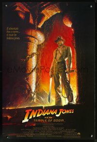 0966UF INDIANA JONES & THE TEMPLE OF DOOM 1sh '84 full-length art of Harrison Ford by Bruce Wolfe!