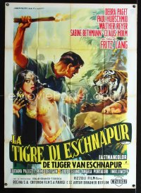 0839FF TIGER OF ESCHNAPUR Italian 1p '59 Fritz Lang, art of sexy Debra Paget by Martinati!