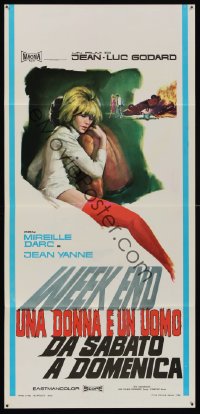 1171FF WEEK END Italian locandina '68 Jean-Luc Godard, different art of sexy Mireille Darc!