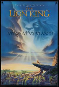 0987UF LION KING DS 1sh '94 classic Disney cartoon set in Africa, cool image of Mufasa in sky!