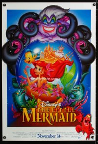 727UF LITTLE MERMAID DS advance one-sheet movie poster R97 Ariel & cast, Disney underwater cartoon!
