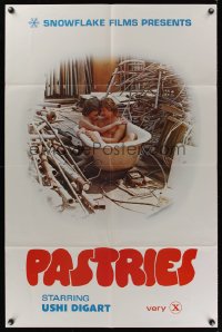 1016FF PASTRIES 1sh '71 naked Uschi Digard in bath tub with guy in junkyard!