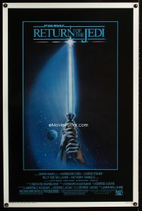 0752UF RETURN OF THE JEDI style A 1sh '83 George Lucas sci-fi, classic light saber artwork!