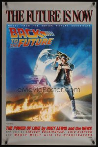1668UF BACK TO THE FUTURE 23x35 soundtrack poster '85 art of Michael J. Fox & Delorean by Struzan!