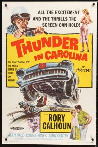 1229TF THUNDER IN CAROLINA 1sh '60 Rory Calhoun, artwork of the World Series of stock car racing!