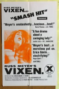 #8481 VIXEN reviews 1sh '68 classic Russ Meyer, sexy naked Erica Gavin!