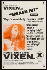 1231FF VIXEN 23x35 reviews 1sh '68 classic Russ Meyer, close up of sexy naked Erica Gavin!