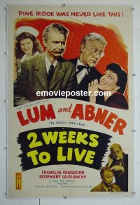 #2810 2 WEEKS TO LIVE linen one-sheet R50 Lum & Abner