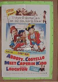 P064 ABBOTT & COSTELLO MEET CAPTAIN KIDD one-sheet movie poster '53 Lou!