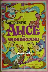 #7103 ALICE IN WONDERLAND 1sh R81 Walt Disney