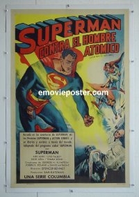 #2818 ATOM MAN VS SUPERMAN Spanish linen one-sheet '50