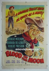 #2826 BLOOD ON THE MOON linen one-sheet '49 Mitchum