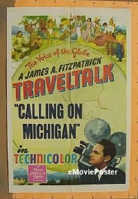 #132 CALLING ON MICHIGAN 1sh '49 Traveltalk 