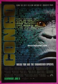 n045 CONGO DS advance one-sheet movie poster '95 Michael Crichton, Linney