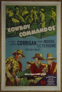#2835 COWBOY COMMANDOS linen one-sheet '43 Corrigan