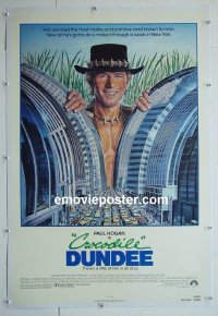 #2836 CROCODILE DUNDEE linen one-sheet '86 Paul Hogan