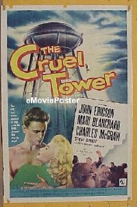#163 CRUEL TOWER 1sh '56 Lew Landers 