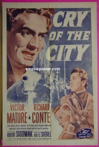#9084 CRY OF THE CITY 1sh R54 Mature, Conte 